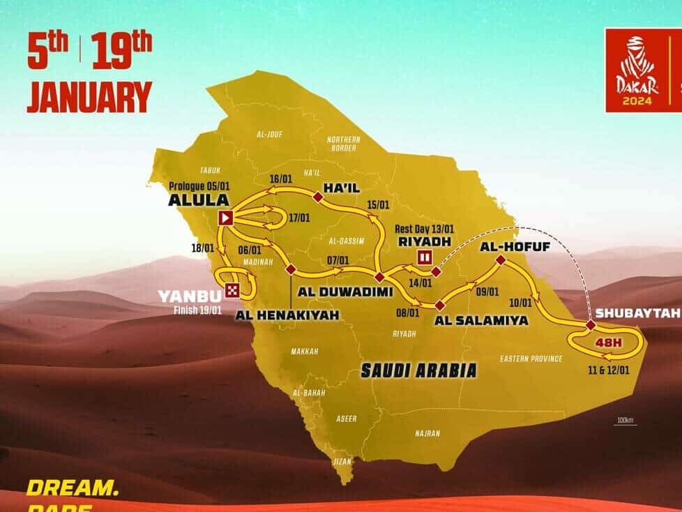 De route van de Dakar Rally 2024 in SaoediArabië in detail Sports of