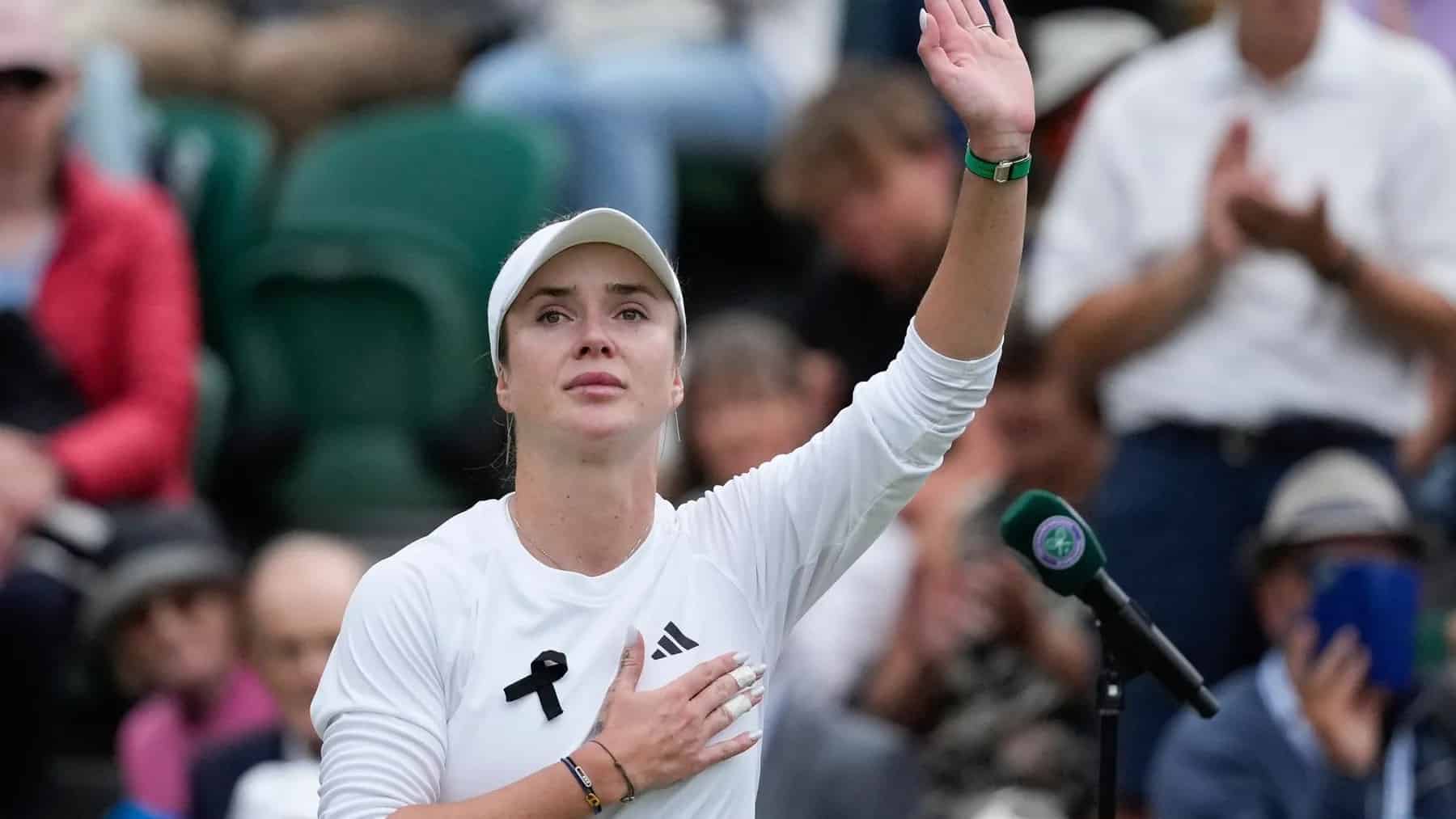 Elina Svitolina: A ucraniana mostrou-se emocionada após a sua vitória em Wimbledon.
